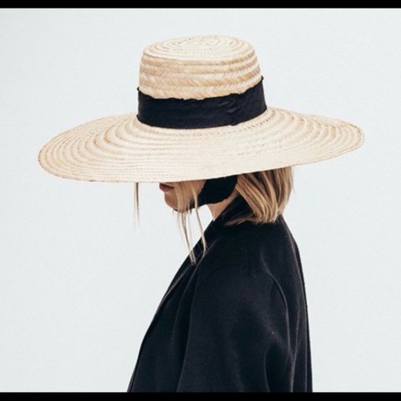 JANESSA LEONE Romy‎ Natural Womens Medium Straw Boater Hat NEW main image 7